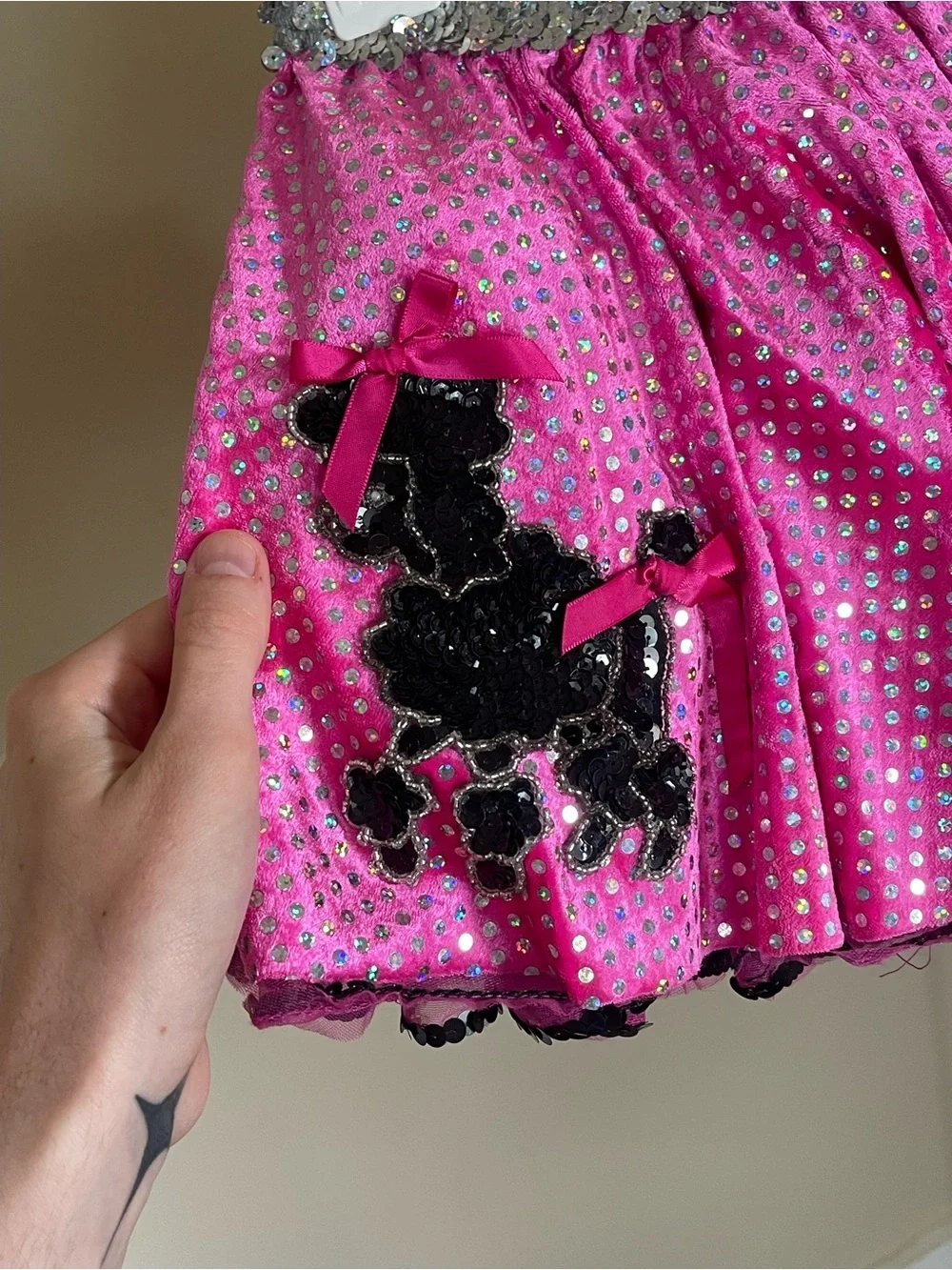 Kids Velvet and Sequin Poodle Skirt Dance Costume